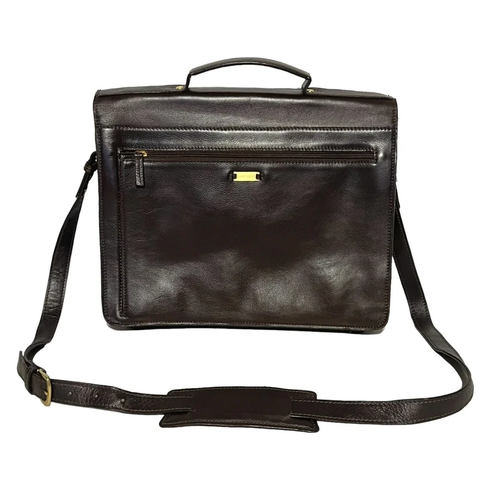 Hidesign Genuine Leather Messenger Briefcase Laptop Bag - Gorgeous Walnut Color